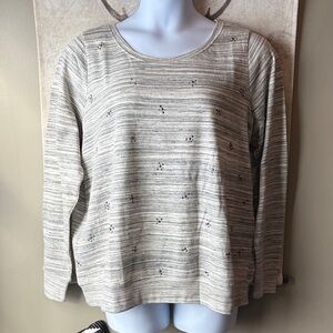 Lane Bryant Beige Striped Long Sleeve Top